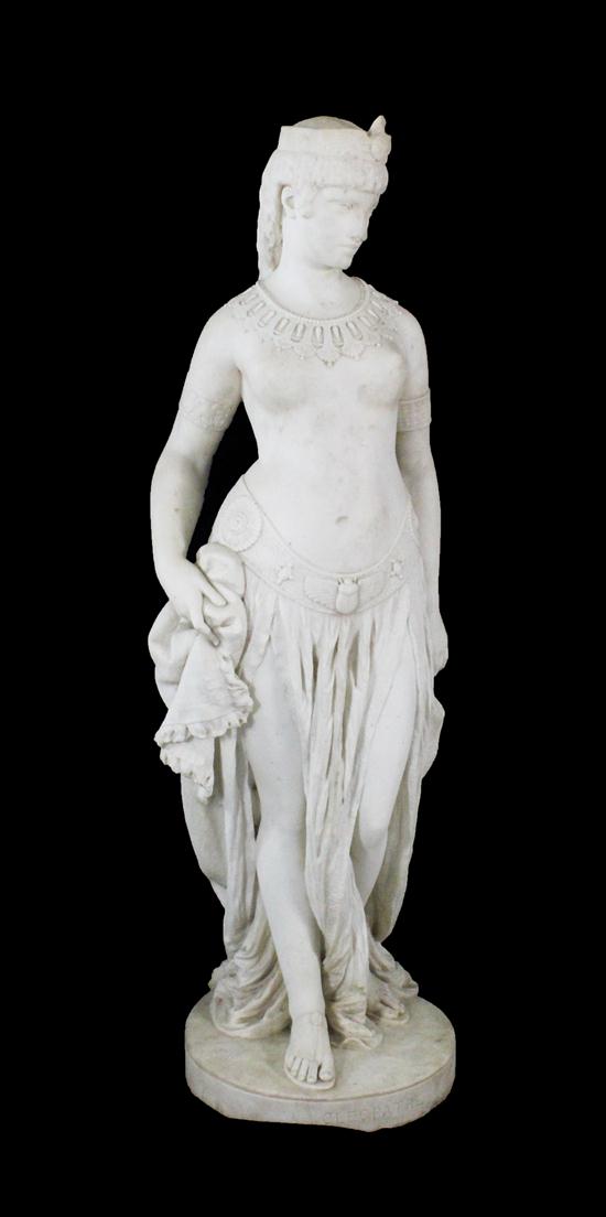 A carved marble statue of Cleopatre, 44ins